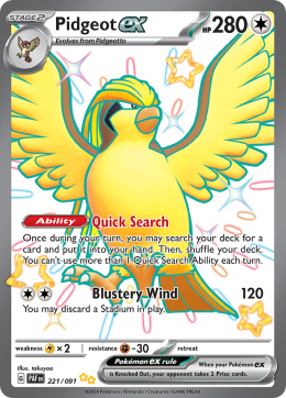 Pokémon TCG : Pidgeot Ex #221 Pokemon Paldean Fates