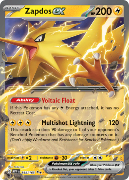 Pokémon TCG : Zapdos ex #145 Pokemon Scarlet & Violet 151