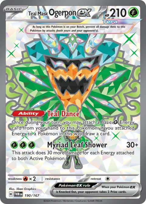 Pokémon TCG : Teal Mask Ogerpon ex #190 Pokemon Twilight Masquerade