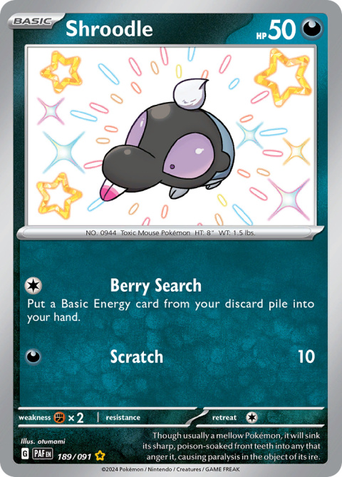 Pokémon TCG : Shroodle #189 Pokemon Paldean Fates