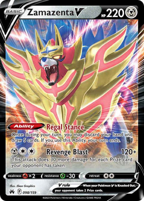 Pokémon TCG : Zamazenta V #098 Pokemon Crown Zenith