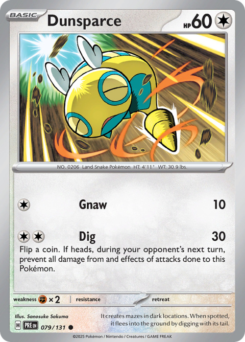 Pokémon TCG: Dunsparce #079 MASTERBALL Pokemon Prismatic Evolutions Pokémon TCG: Dunsparce #079 MASTERBALL Pokemon Prismatic Evolutions