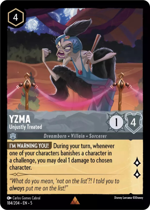 Disney Lorcana - Shimmering Skies - FOIL Yzma - Unjustly Treated Disney Lorcana - Shimmering Skies - FOIL Yzma - Unjustly Treated