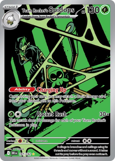 Pokémon TCG:Team Rocket's Spidops #187 Pokemon Destined Rivals