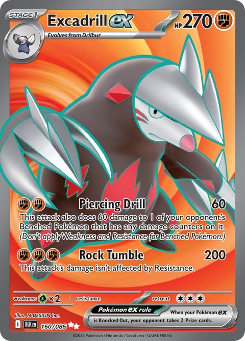 Pokémon TCG:Excadrill ex # 160 Pokemon Black Bolt