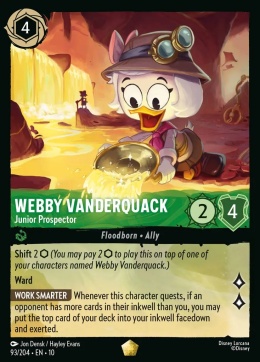 Disney Lorcana - Whispers in the Well - Webby Vanderquack - Junior Prospector