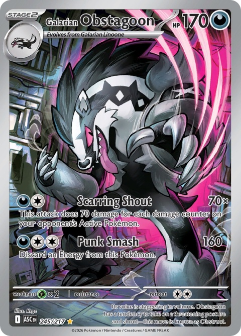 Pokémon TCG: Galarian Obstagoon # 245 Pokemon Ascended Heroes