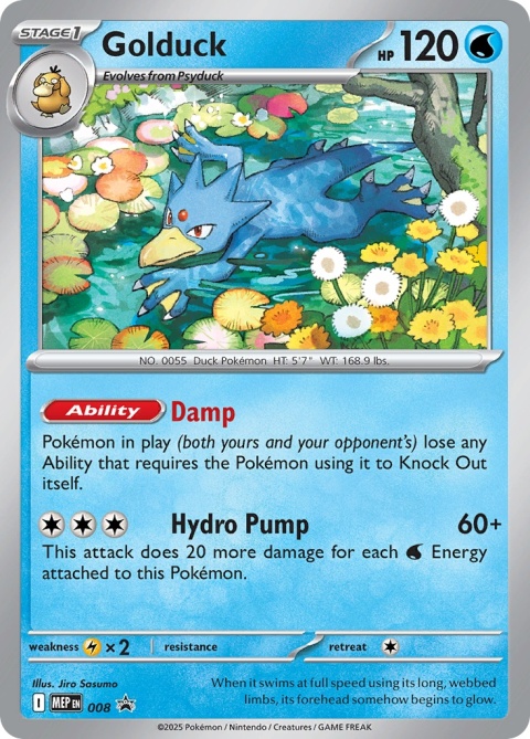 Pokémon TCG: Golduck #MEP 008 Pokemon Mega Evolution Black Star Promos