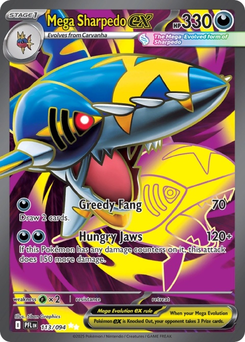 Pokémon TCG: Mega Sharpedo EX#113 Pokemon Phantasmal Flames